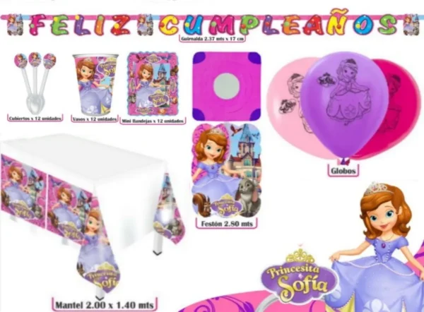 Kit Infantil Decoración Fiesta - Princesita Sofia X12 Invitados