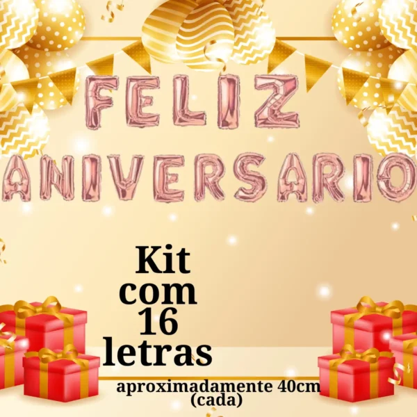 Bladder Balloon Happy Birthday, decoración metálica para fiestas, color oro rosado, kit de feliz cumpleaños, oro rosa