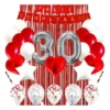 Kit Decoración Feliz Cumpleaños Bombas Rojo+cortina+numero