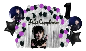 D_NQ_NP_2X_751933-MCO88732406580_072025-F Kit Decoración Completa De Globos De Merlina