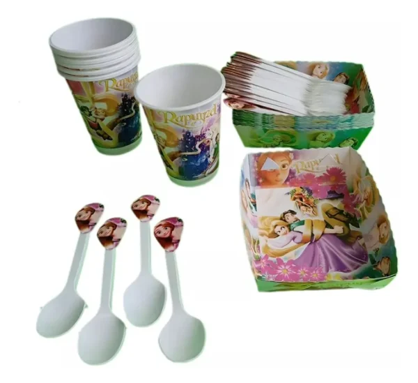 D_NQ_NP_2X_753547-MCO106397125724_022026-F (2) Kit Decoración Rapunzel X36 Vasos + Platos + Cucharas