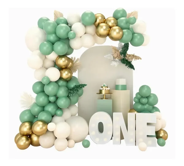 Kit Arco De Globos Verde Vintage Decoración Cumpleaños