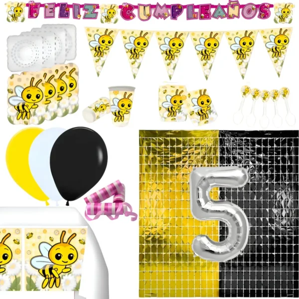 Kit Decoración Fiesta - Abejita Chiquitita Bee Abeja X 36 Inv