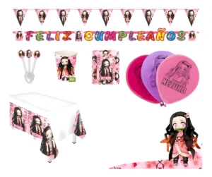 D_NQ_NP_2X_758889-MCO74647507087_022024-F Kit Globos Nezuko Demon Slayer Kimetsu Vasos Globos Mantel x20