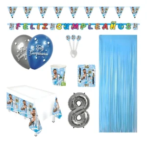 D_NQ_NP_2X_768136-MCO75135302777_032024-F Kit Messi Argentina Futbol Balón Albiceleste Mantel Vasos x36