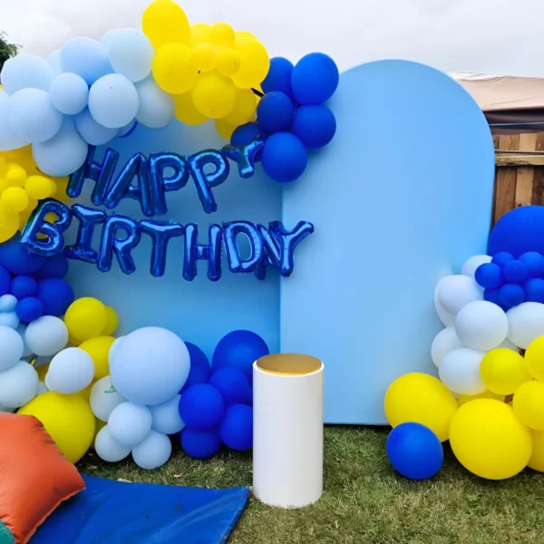 Kit Globos Azul Amarillo Cumpleaños Fiesta Decoración
