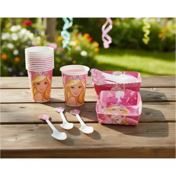 Kit Decoración Barbie X36 Vasos + Plato + Cuchara
