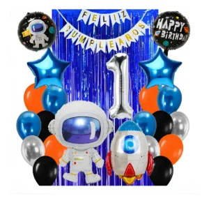 D_NQ_NP_2X_776274-MCO89346839615_082025-F Kit Decoración Globos Astronauta Y Cohete Número Cumpleaños