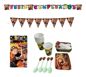 D_NQ_NP_2X_785835-MLA99858744815_112025-F Kit Decoración Completo Vasos+platos Naruto 12niños