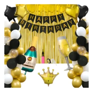 D_NQ_NP_2X_788780-MCO114345868083_072026-F Decoración Globos Dorados + Inflador Para Fiestas Cumpleaños