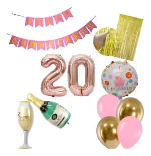 D_NQ_NP_2X_788882-MCO92774154958_092025-F Kit Decoración En Casa Globos Bombas Rosa +feliz Cumple +copa