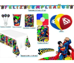 D_NQ_NP_2X_789653-MCO49961654738_052022-F Kit Infantil Decoración Fiesta - Superman X12 Invitados
