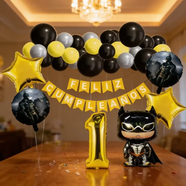 Kit Decoración Batman Globos Metálicos + Numero