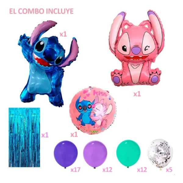 Kits De Decoración Tematica Stitch Y Angela 50pzas