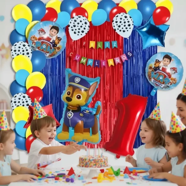 Kit Decoración Paw Patrol Globos Metálicos + Número