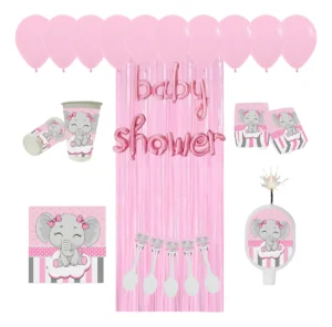 Decoración Globos Baby Shower Elefante Rosa x12inv