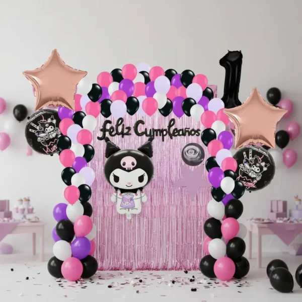 Decoración Para Fiesta Completa De Kuromi + Número Negro