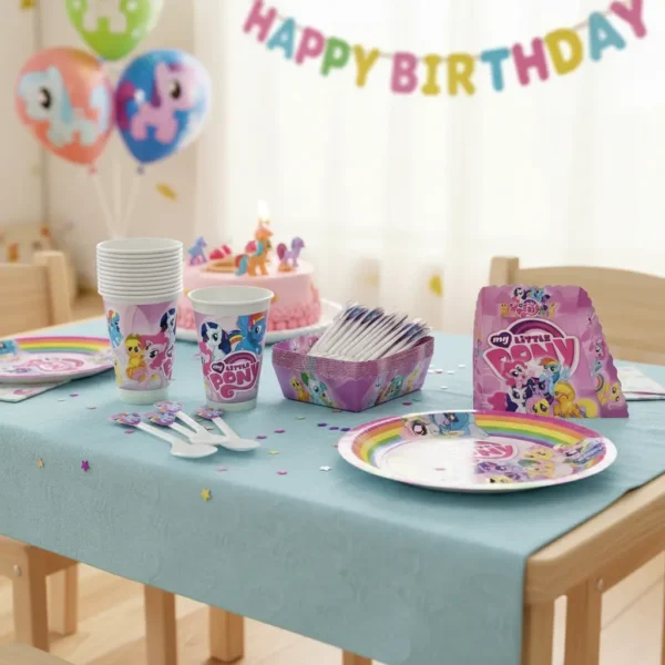 D_NQ_NP_2X_819738-MLA107124309283_022026-F (2) Kit Decoracion My Little Pony X12 Vasos + Platos + Cucharas