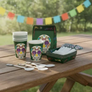 Kit Decoracion Katrina Halloween X36 Vasos + Plato + Cuchara