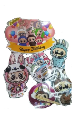 Kit Decoración para Tortas y Cupcakes Labubu de Icopor, Aplique Impreso