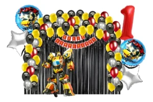 Kit Decoración Fiesta Transformers Bumblebee Globos Cortina