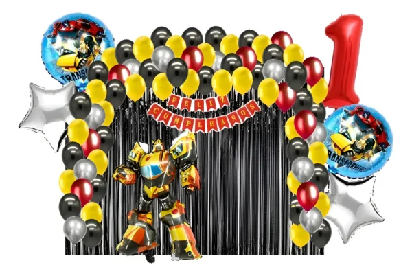 Kit Decoración Fiesta Transformers Bumblebee Globos Cortina