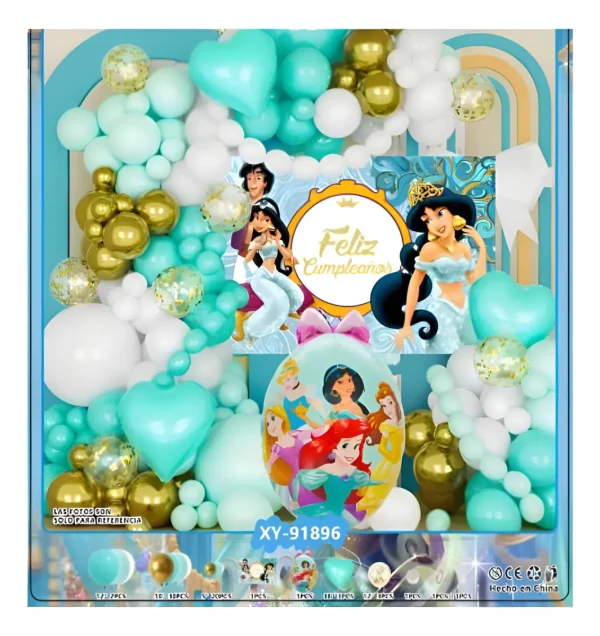 Kit Arco Globos Princesa Jasmine+fondo Tendencia Aladdin