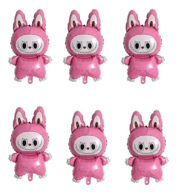 Globos Metalizados Premium Rosa 30cm Labubu Decoración Reutilizables x6