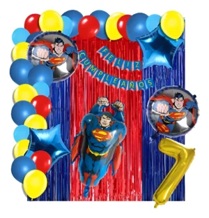 Set De Globos Decoración Infantil Temática Superman 49pzas