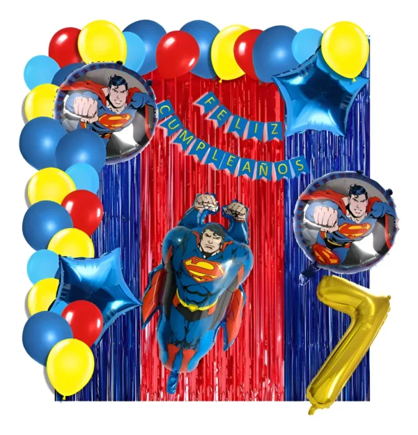 Set De Globos Decoración Infantil Temática Superman 49pzas