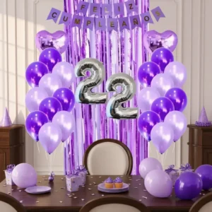 Kit Decoración Feliz Cumpleaños Globos Lila Morado + Números