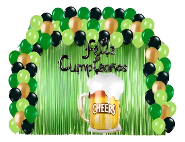 Kit Decoración Fiesta Globos Feliz Cumpleaños Hombre Cerveza