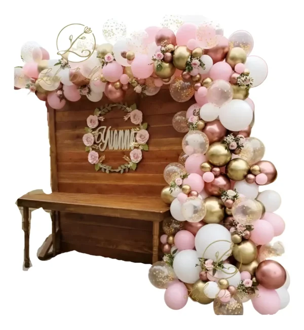 Kit Arco Fiesta Decoración Oro Rosa Rosado Cumpleaños
