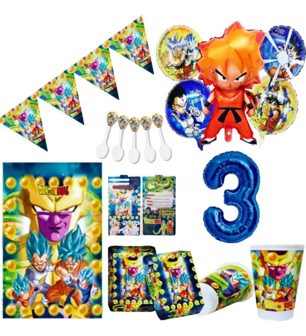 Kit Decoración Dragon Ball X12 Niños + Bouquet + Numero