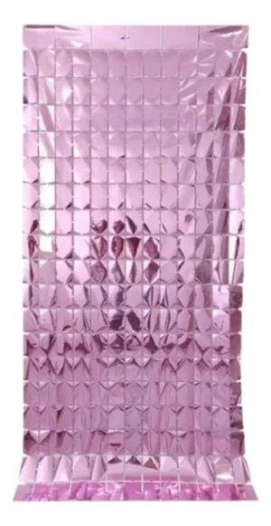 Cortina Metálica Cuadrada Tipo Panel Decorativo Cuadros 4d Color Rosa Claro