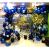 Decoración Fiesta Globos Feliz Cumpleaños Azul Cortina Grado