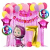 Kit Decoración Masha Y El Oso Globos Metálicos + Numero