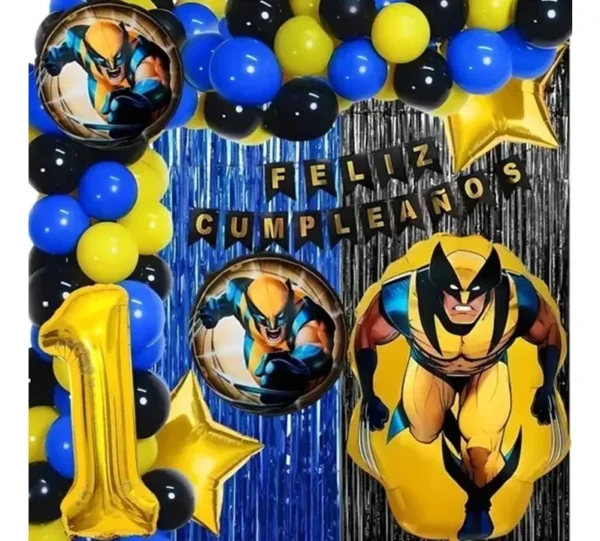 Kit Decoración Wolverine Globos Metálicos Completo + Numero