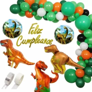 D_NQ_NP_2X_935927-MCO111003216757_042026-F Kit Arco Globos Dinosaurio Selva Verde Cumpleaños