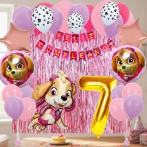 Kit Decoración Skye Huellitas Globos Metálicos + Numero