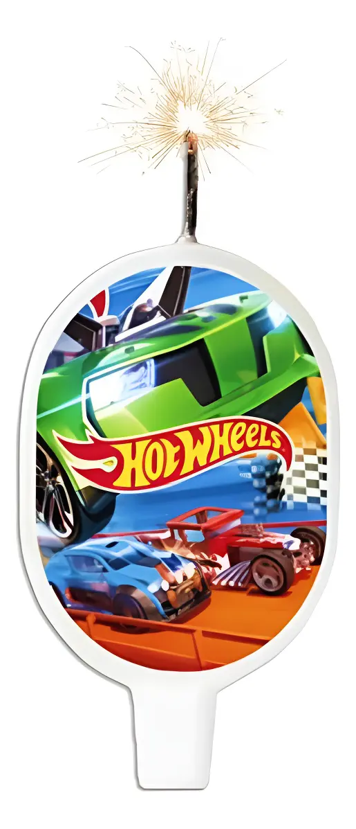 D_NQ_NP_2X_947796-MCO79601343904_102024-F Vela Plana De Hot Wheels Para Fiestas De Cumpleaños