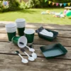 Kit Decoración Negro Unicolor X24 Vasos + Platos + Cucharas