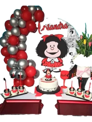 D_NQ_NP_2X_952510-MCO110956491693_042026-F Kit Globos Fiesta Decorativo Mafalda Rojo Plateado