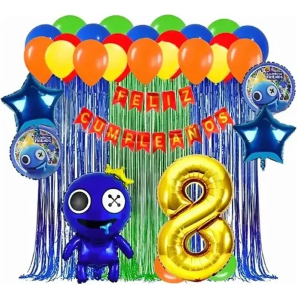 Kit Decoración Globos Rainbow Friends Para Cumpleaños
