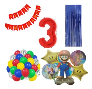 D_NQ_NP_2X_956052-MCO92774075956_092025-F Kit Decoración Globos Mario Bros Para Niños Fiesta Cumpleaño