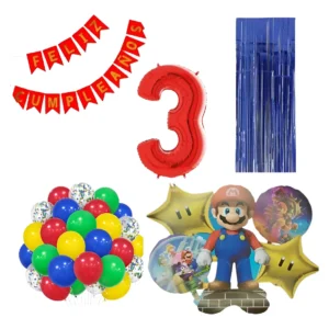 Kit Decoración Globos Mario Bros Para Niños Fiesta Cumpleaño