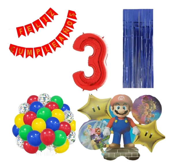 Kit Decoración Globos Mario Bros Para Niños Fiesta Cumpleaño
