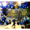 Decoración Fiesta Globos Feliz Cumpleaños Azul Cortina Grado