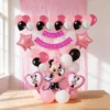 Kit Decoración Minnie Rosa Globos Metálicos + Numero