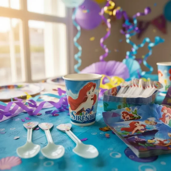 Kit Decoración La Sirenita X24 Vasos + Platos + Cucharas